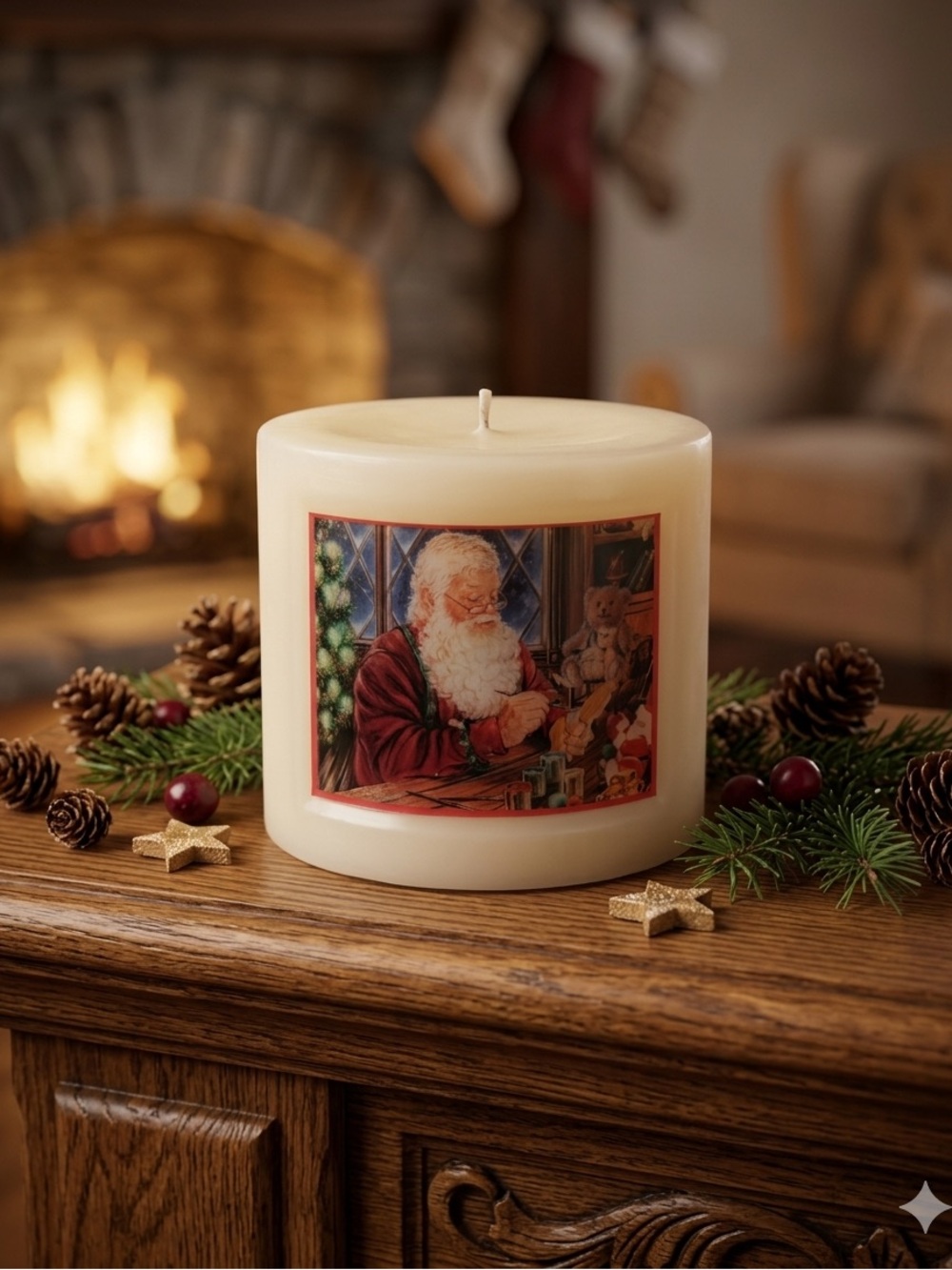 Dona Gelsinger Holiday Glow Art Collection Santa Candle NEW Vintage Unscented
